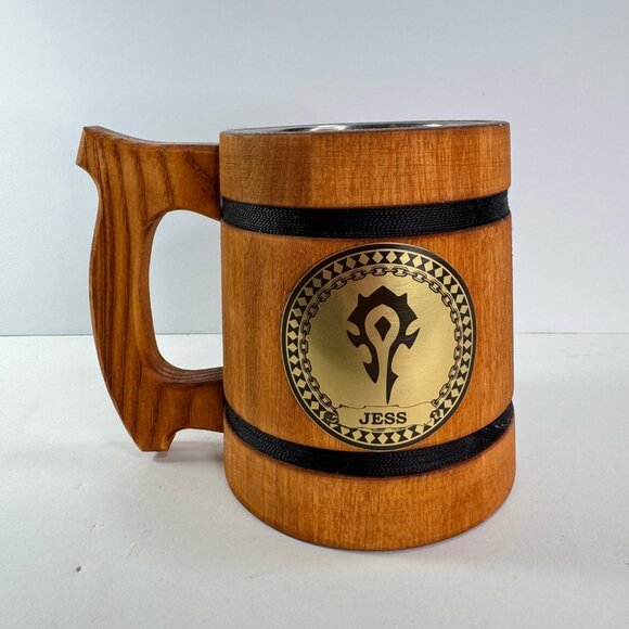 Large Wooden World of Warcraft Horde Tanker Mug Stein - Picture 1 of 9